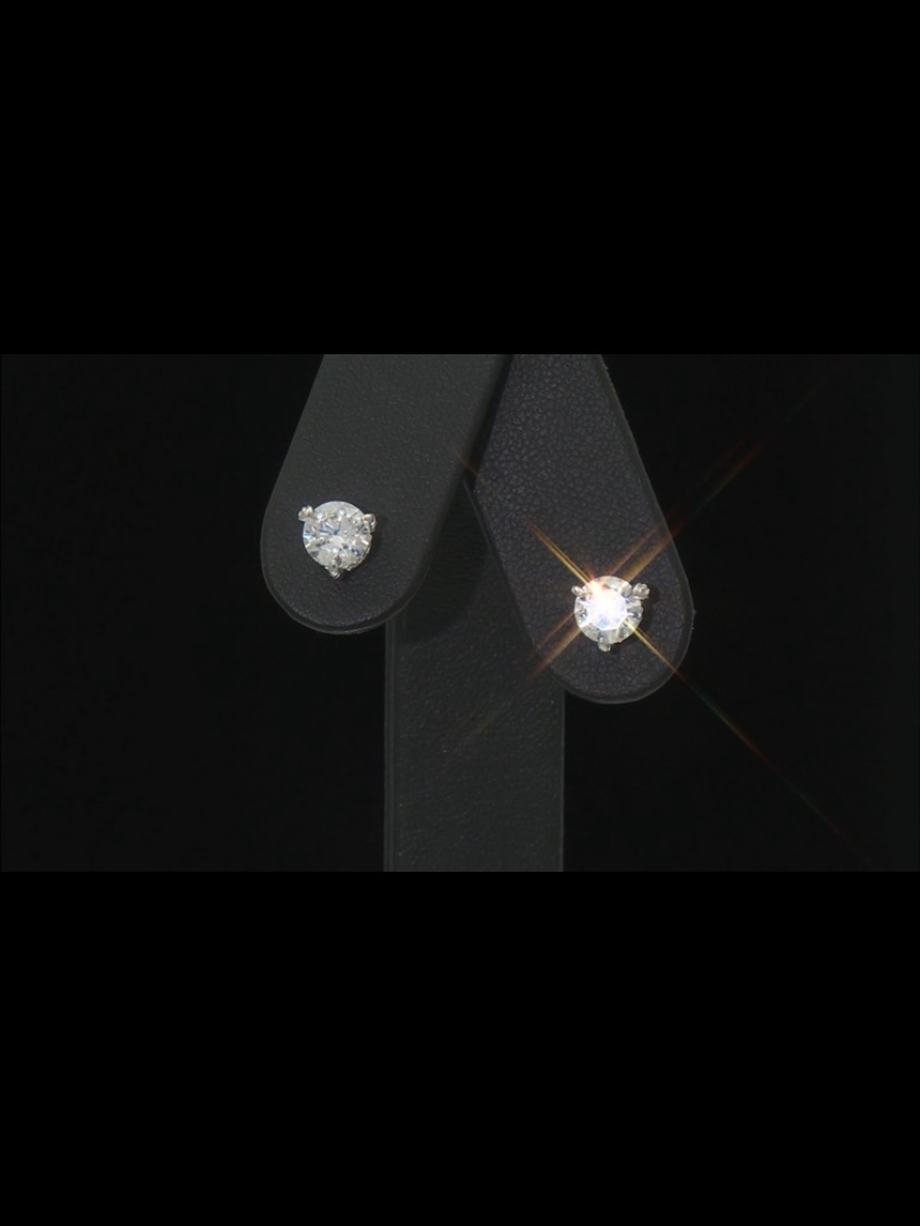 Judith Ripka 3 Prong Sparkling Round Cubic Zirconia Stud Earrings -